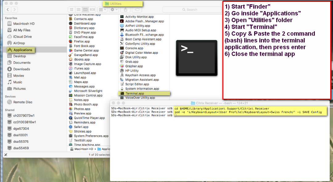 HOW to setup a Citrix keyboard layout on a MAC-OSX (Yosemite, El Capitan)